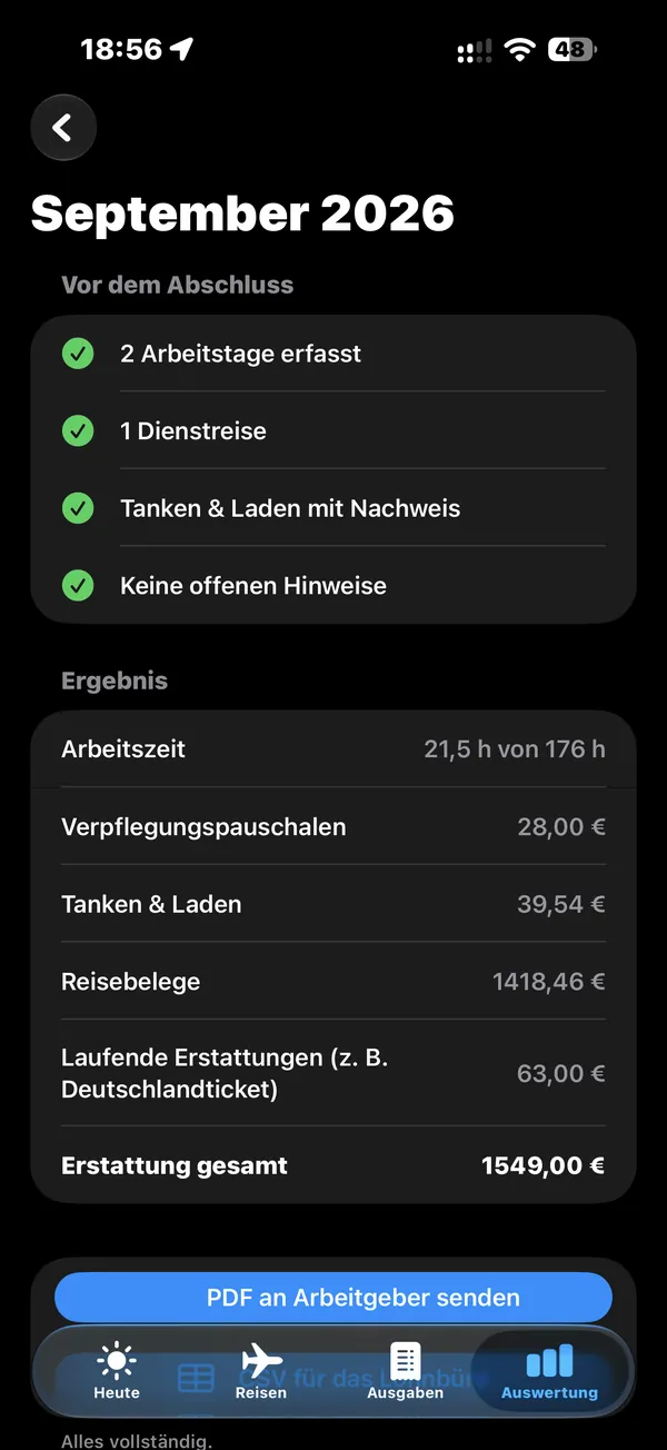 Monatsabschluss September 2026 mit Checkliste und Erstattung gesamt